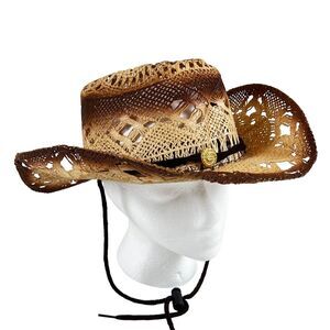 Moksman Straw Cowboy Western Braided Hat Shapable Brim Size M Excellent!